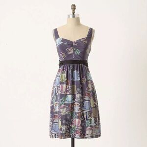 Anthropologie Floreat Sugar & Cream Dress Sz 6 Silk RARE